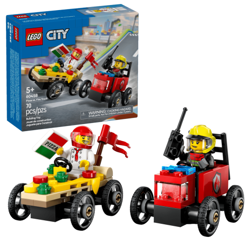 Klocki LEGO City 60458 Zestaw wyścigówek: pizza kontra wóz strażacki