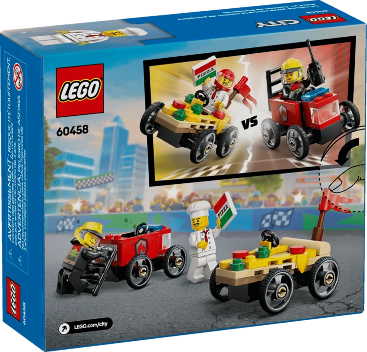 Klocki LEGO City 60458 Zestaw wyścigówek: pizza kontra wóz strażacki