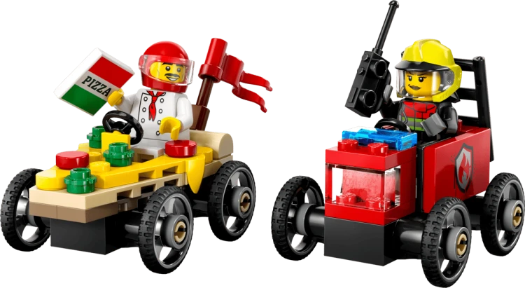 Klocki LEGO City 60458 Zestaw wyścigówek: pizza kontra wóz strażacki