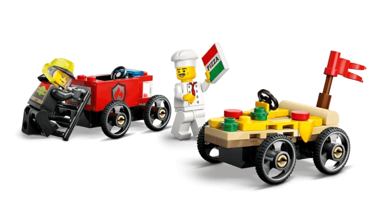 Klocki LEGO City 60458 Zestaw wyścigówek: pizza kontra wóz strażacki