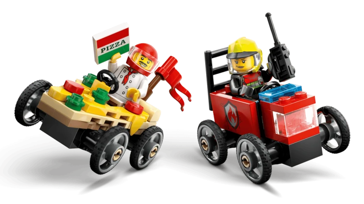 Klocki LEGO City 60458 Zestaw wyścigówek: pizza kontra wóz strażacki