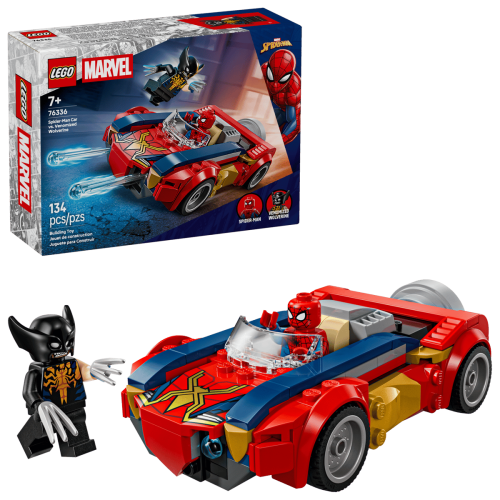 Klocki LEGO Marvel 76336 Spider-Man w samochodzie kontra zvenomowany Wolverine