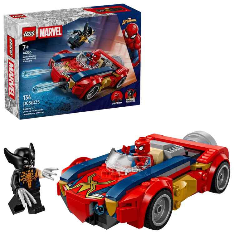 Klocki LEGO Marvel 76336 Spider-Man w samochodzie kontra zvenomowany Wolverine