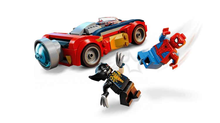 Klocki LEGO Marvel 76336 Spider-Man w samochodzie kontra zvenomowany Wolverine