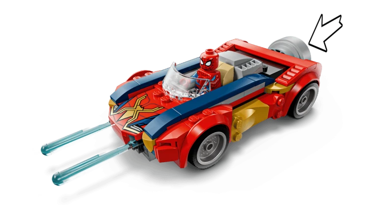 Klocki LEGO Marvel 76336 Spider-Man w samochodzie kontra zvenomowany Wolverine