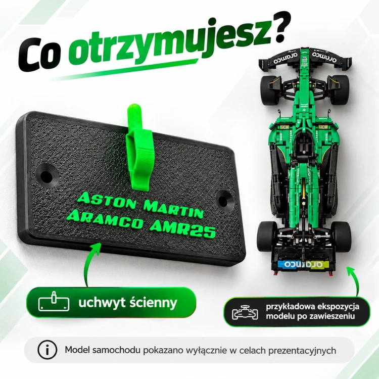 Uchwyt ścienny do LEGO Technic 42240 Aston Martin Aramco AMR25 F1