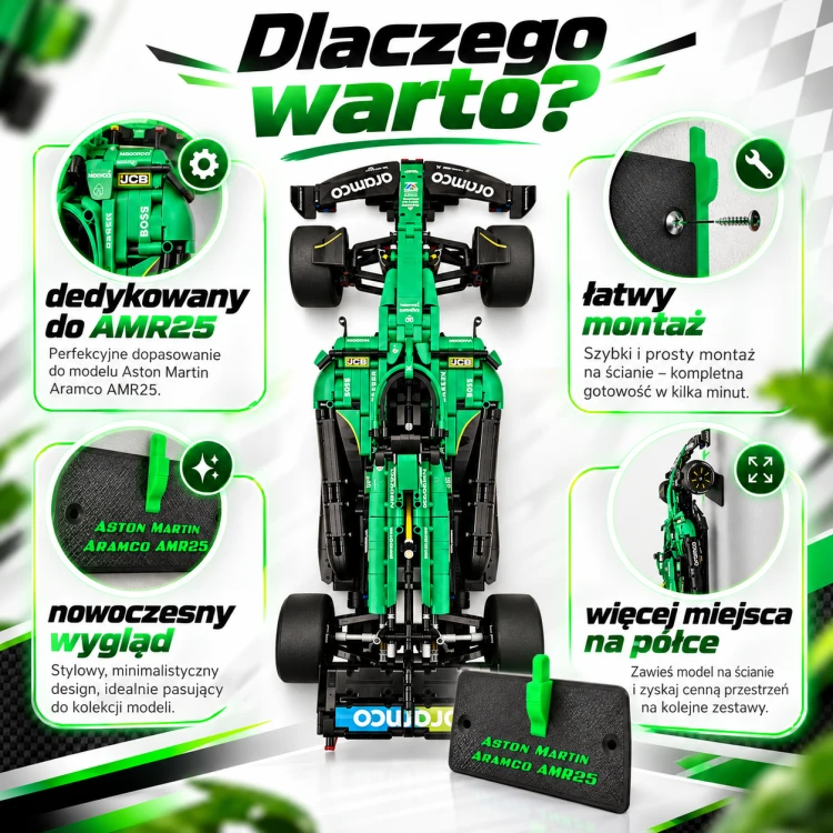 Uchwyt ścienny do LEGO Technic 42240 Aston Martin Aramco AMR25 F1