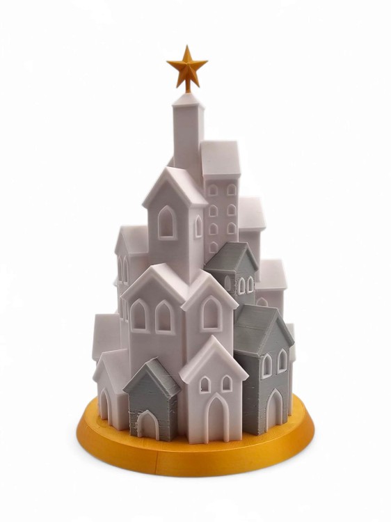 Lampion Świąteczne Miasteczko – Dekoracyjny Lampion LED 21 × 14 cm (Na Tealight LED)
