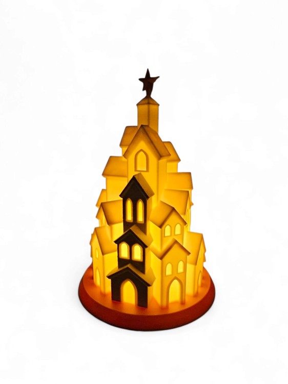 Lampion Świąteczne Miasteczko – Dekoracyjny Lampion LED 21 × 14 cm (Na Tealight LED)