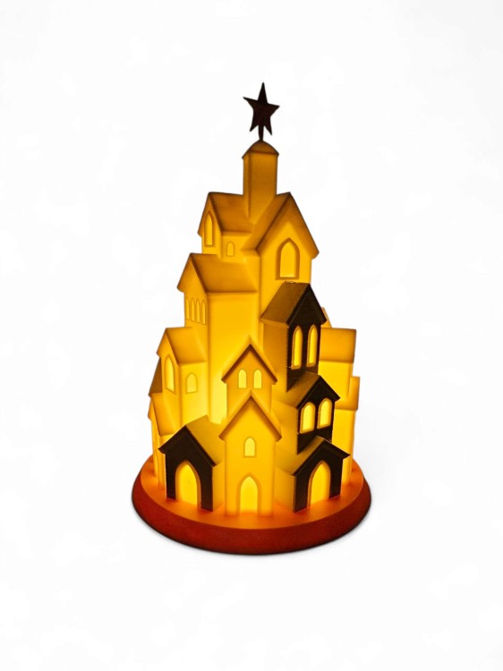 Lampion Świąteczne Miasteczko – Dekoracyjny Lampion LED 21 × 14 cm (Na Tealight LED)