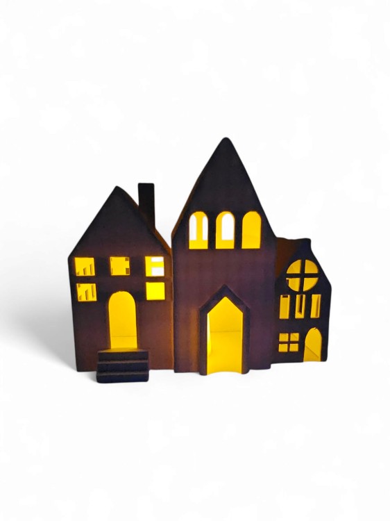 Christmas House – LED Tealight Candle 14 × 16 cm – Świąteczny Domek z Podświetleniem