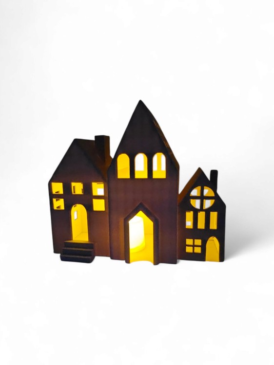 Christmas House – LED Tealight Candle 14 × 16 cm – Świąteczny Domek z Podświetleniem