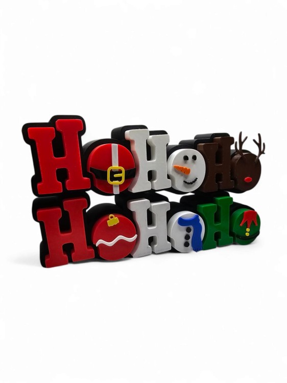 HoHoHo – Świąteczny Napis – Dekoracja z Mikołajem, Reniferem i Elfem