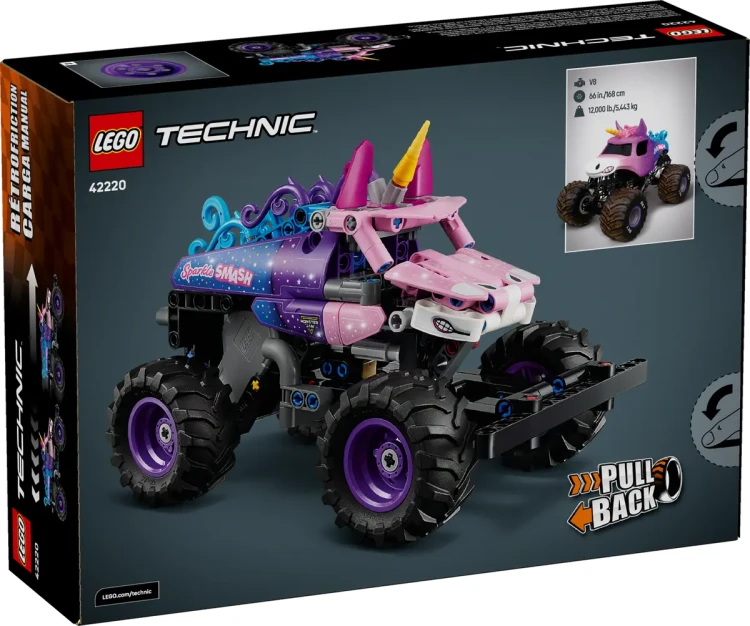 Klocki LEGO Technic  42220 Monster Jam™ Sparkle Smash™ z napędem typu pull-back