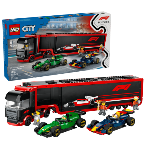Klocki LEGO City 60445 F1® Ciężarówka z bolidami RB20 i AMR24 F1®
