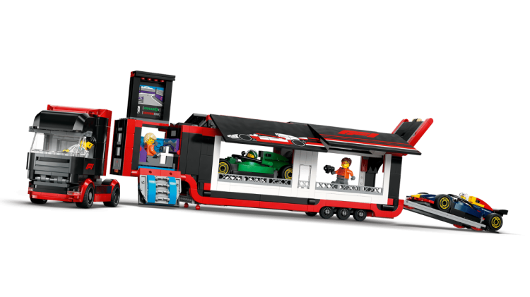 Klocki LEGO City 60445 F1® Ciężarówka z bolidami RB20 i AMR24 F1®