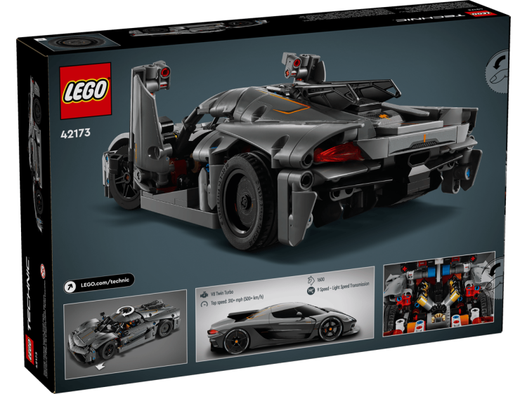 Klocki LEGO Technic 42173 Szary hipersamochód Koenigsegg Jesko Absolut