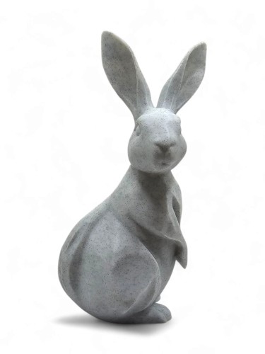 Figurka Królik Marmurowy 15 cm – dekoracja nowoczesna, ozdoba wnętrza, druk 3D, styl minimalistyczny