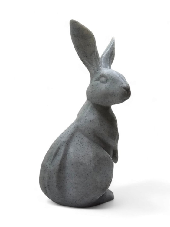 Figurka Królik Marmurowy 15 cm – dekoracja nowoczesna, ozdoba wnętrza, druk 3D, styl minimalistyczny