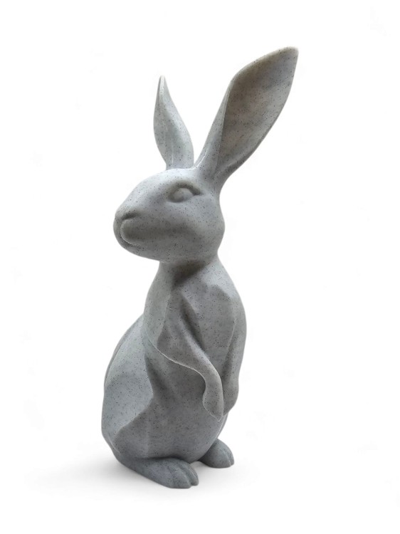 Figurka Królik Marmurowy 15 cm – dekoracja nowoczesna, ozdoba wnętrza, druk 3D, styl minimalistyczny