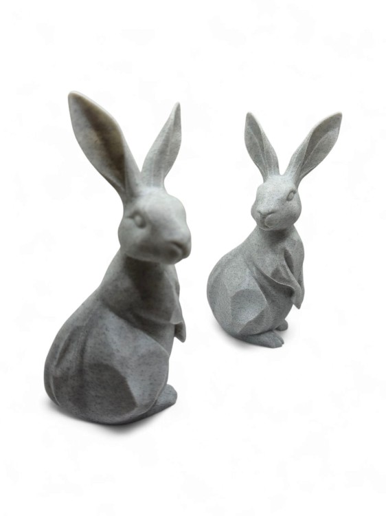 Figurka Królik Marmurowy 15 cm – dekoracja nowoczesna, ozdoba wnętrza, druk 3D, styl minimalistyczny
