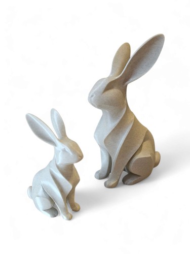 Zestaw figurek Królik 25 cm i 15 cm – dekoracja nowoczesna, ozdoba wnętrza, druk 3D