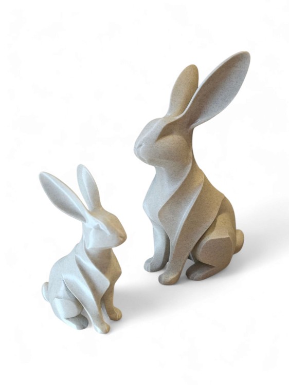 Zestaw figurek Królik 25 cm i 15 cm – dekoracja nowoczesna, ozdoba wnętrza, druk 3D