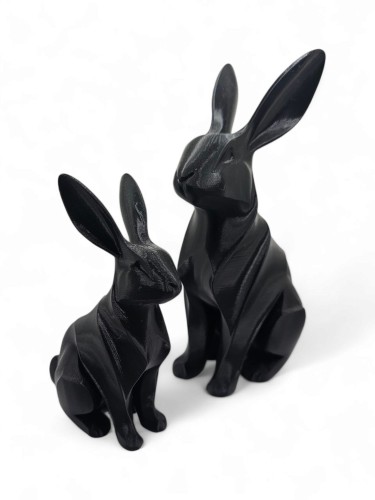 Zestaw figurek Królik 25 cm i 15 cm – dekoracja nowoczesna, ozdoba wnętrza, druk 3D