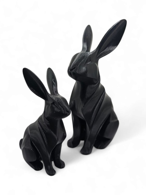 Zestaw figurek Królik 25 cm i 15 cm – dekoracja nowoczesna, ozdoba wnętrza, druk 3D