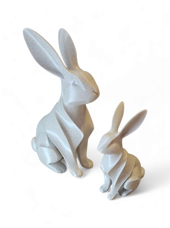 Zestaw figurek Królik 25 cm i 15 cm – dekoracja nowoczesna, ozdoba wnętrza, druk 3D