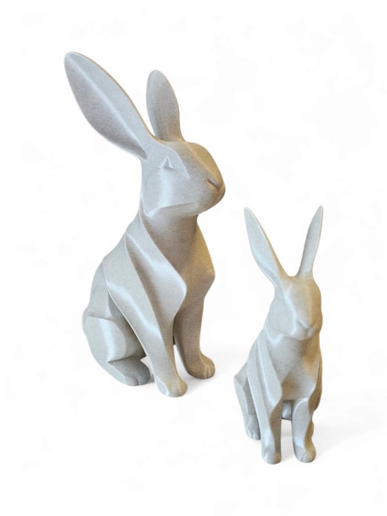 Zestaw figurek Królik 25 cm i 15 cm – dekoracja nowoczesna, ozdoba wnętrza, druk 3D