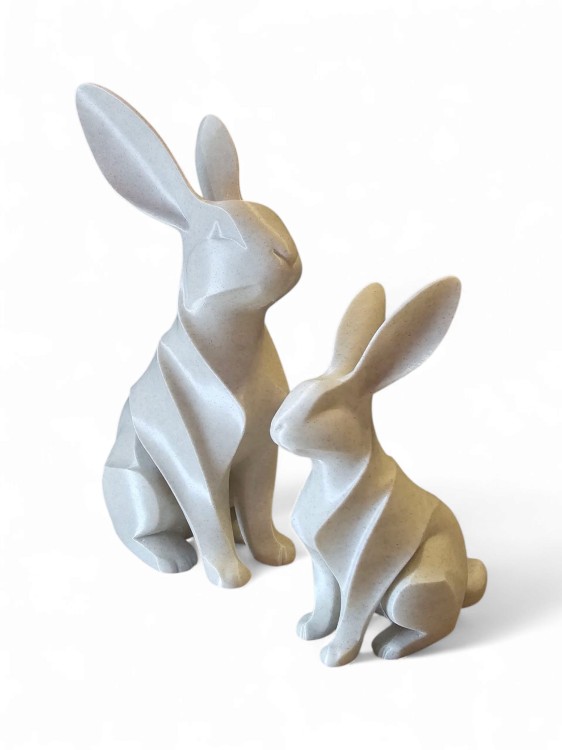 Zestaw figurek Królik 25 cm i 15 cm – dekoracja nowoczesna, ozdoba wnętrza, druk 3D