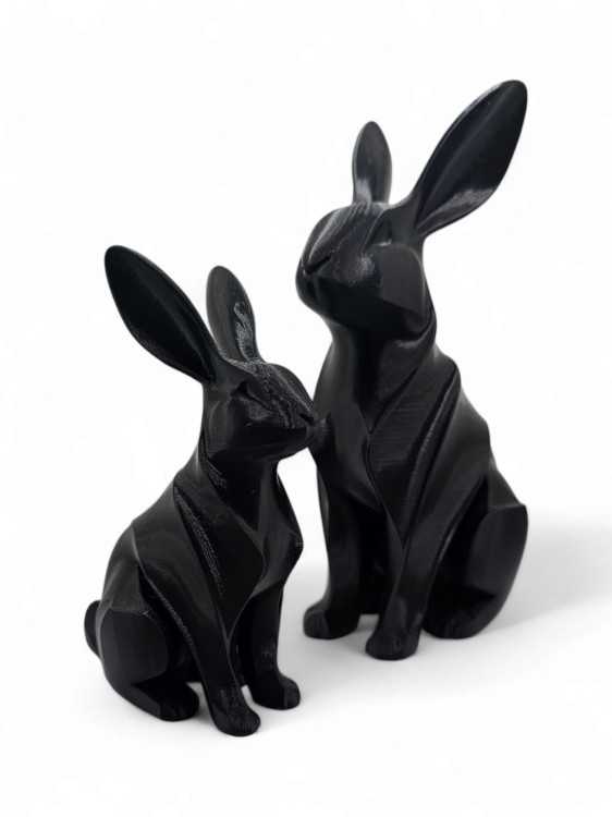 Zestaw figurek Królik 25 cm i 15 cm – dekoracja nowoczesna, ozdoba wnętrza, druk 3D