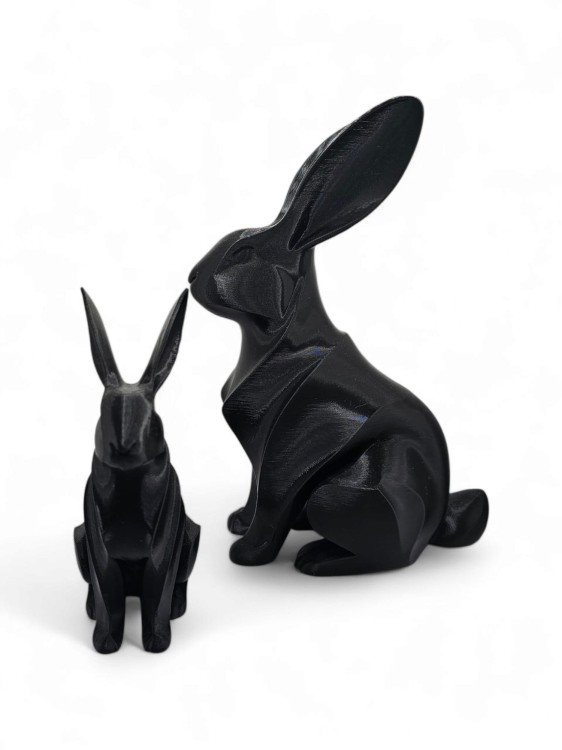 Zestaw figurek Królik 25 cm i 15 cm – dekoracja nowoczesna, ozdoba wnętrza, druk 3D