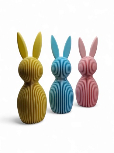 Zestaw 3 figurek Królik 18 cm – dekoracja nowoczesna, ozdoba wnętrza, druk 3D, kolory matowe
