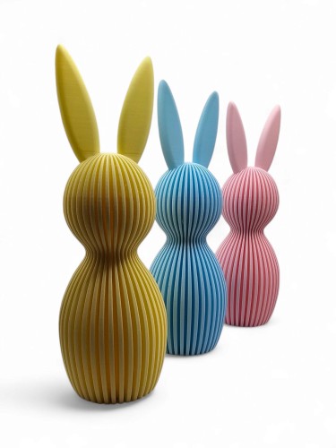 Zestaw 3 figurek Królik 18 cm – dekoracja nowoczesna, ozdoba wnętrza, druk 3D, kolory matowe