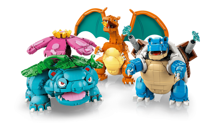 Klocki LEGO Pokemon  72153 Venusaur, Charizard i Blastoise + Kolekcja odznak z regionu Kanto