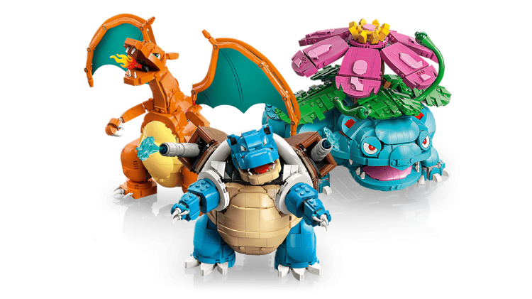 Klocki LEGO Pokemon  72153 Venusaur, Charizard i Blastoise + Kolekcja odznak z regionu Kanto